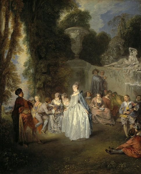 Jean-Antoine Watteau - Fêtes Venitiennes von 1000 Schilderijen