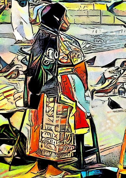 A woman looks by zam art