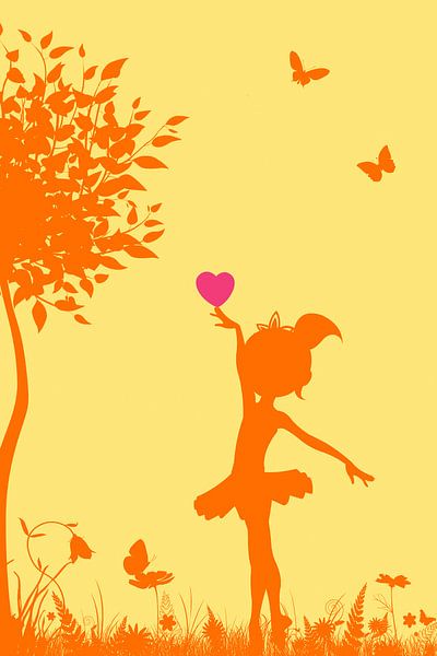 Mädchen mit Herz -Silhouette von Marion Tenbergen