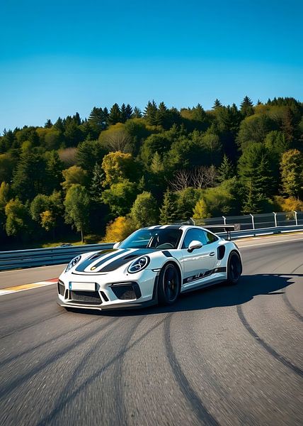 Porsche 911 GT3 RS White and Black Stripes = by MIROKKU