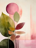 Botanical Abstract Green Pink