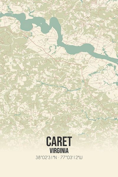 Carte ancienne de Caret (Virginie), USA. par Affiches de lieux