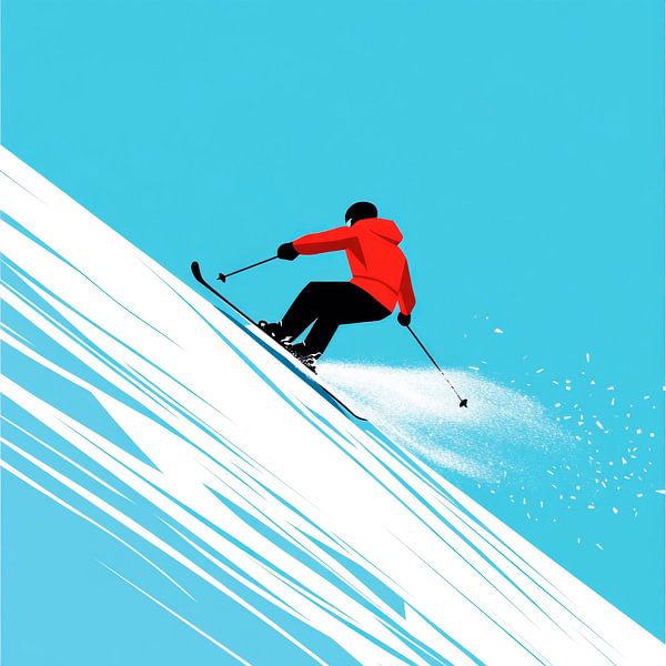 Skifahrer auf der Piste von Poster Art Shop