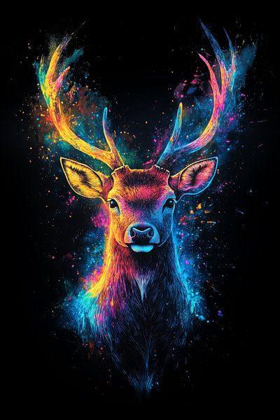 Neon Hirsch von ARTemberaubend