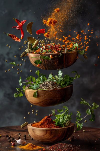 Fliegende Gewürze – Küche von Poster Art Shop