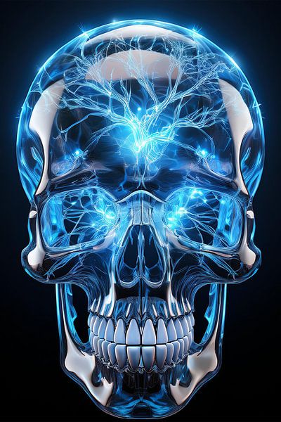 Transparenter Schädel aus Glas mit Nervensystem von Tilo Grellmann