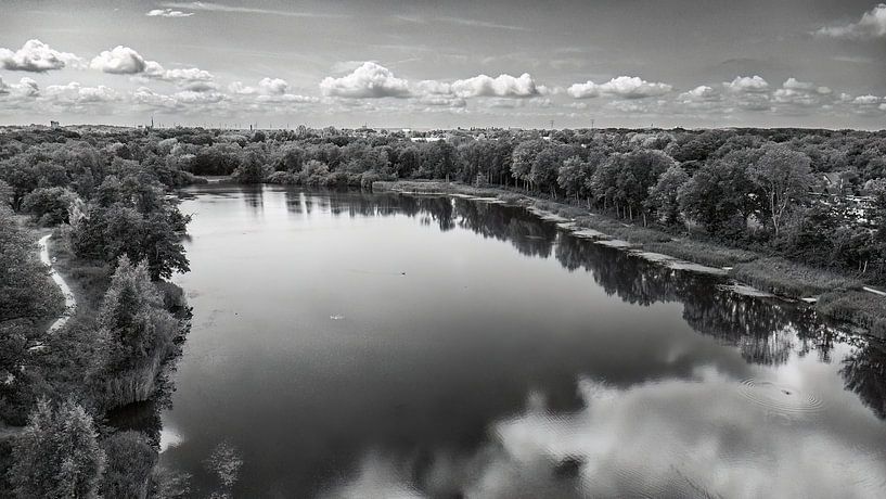 Groote Melanen in Halsteren (aerial photo, black and white) by Fotografie Jeronimo