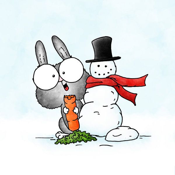 Kinderzimmer Kaninchen mit Schneemann von KajOckels.nl