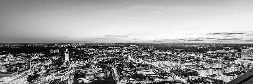 Panorama Skyline Leipzig de nuit - Monochrome par Werner Dieterich