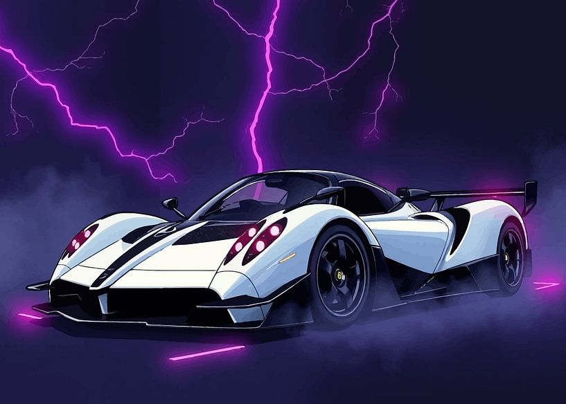 Pagani Zonda R blanche - Smokey Neon Magenta, Lightning par MIROKKU