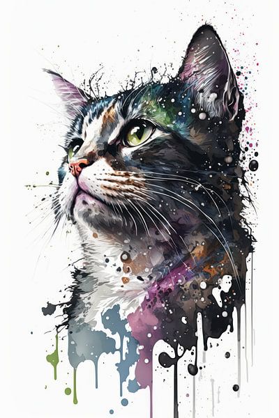 Katze - Aquarell von New Future Art Gallery