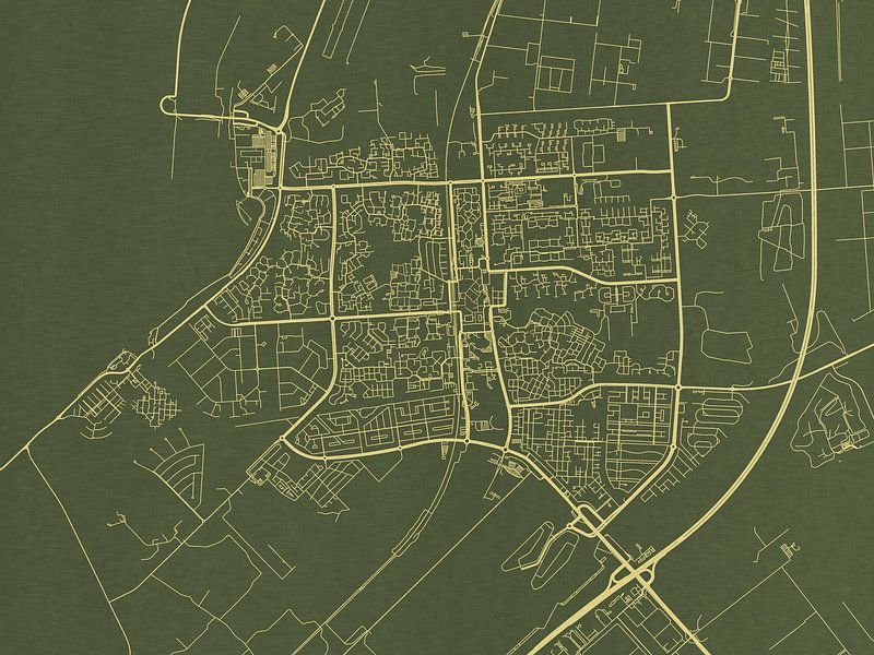 Carte de Lelystad en or vert par De Kaartenwinkel