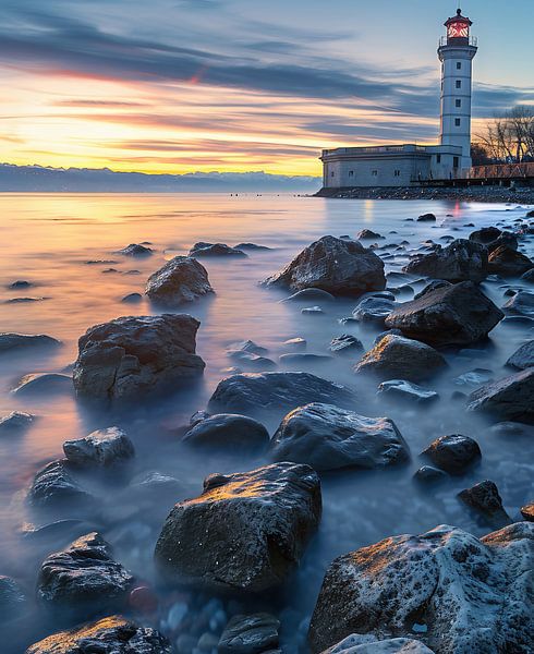 Magischer Sonnenaufgang, stehender Wächter von fernlichtsicht