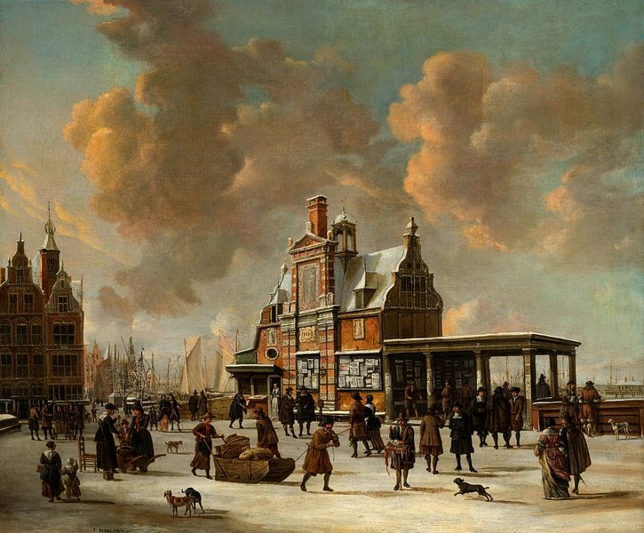Jan Abrahamsz. van Beerstraten. Le Paalhuis et le Nouveau Pont vus de l'IJ par 1000 Schilderijen