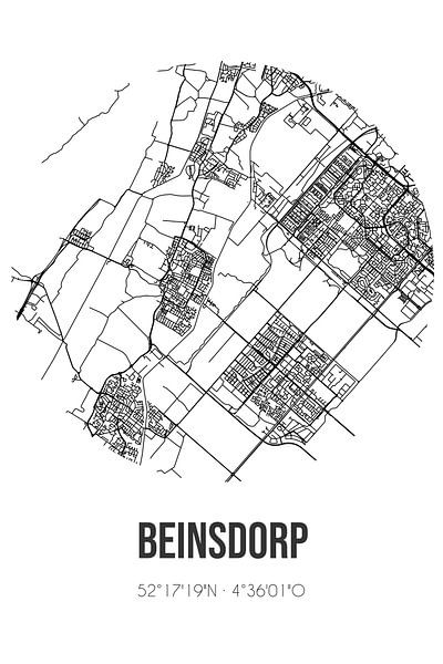 Beinsdorp (Noord-Holland) | Karte | Schwarz und Weiß von Ortsdrucke