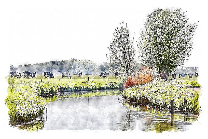 My beautiful Brabant country (watercolour) by Art by Jeronimo