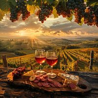 Drinking wine overlooking the vineyard