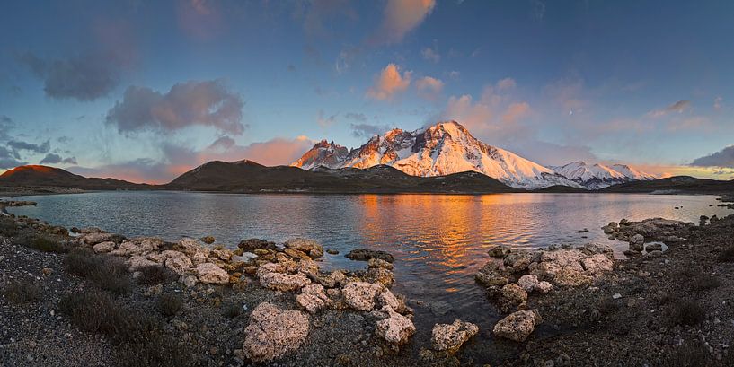 The Paine mountain massif in Chilean Patagonia at sunrise by Chris Stenger