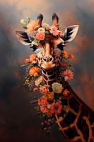Collier girafe avec fleurs