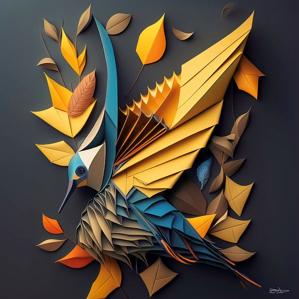 Origami eines Vogels von Gelissen Artworks