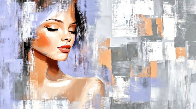 Modern portrait of a woman with abstract background by Frank Heinz