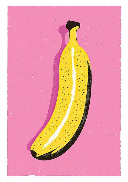 Banane Pop Art Risograph Pink Gelb von Niklas Maximilian
