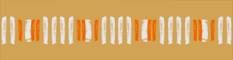 Skandinavische Pinselstriche Panoramabild Ocker von Mad Dog Art