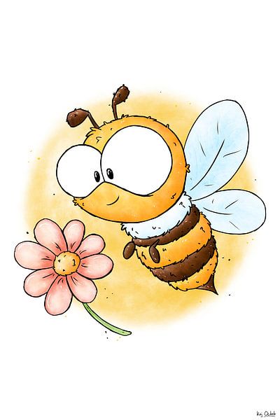 Kinderzimmer süße Biene mit hübscher Blume von KajOckels.nl