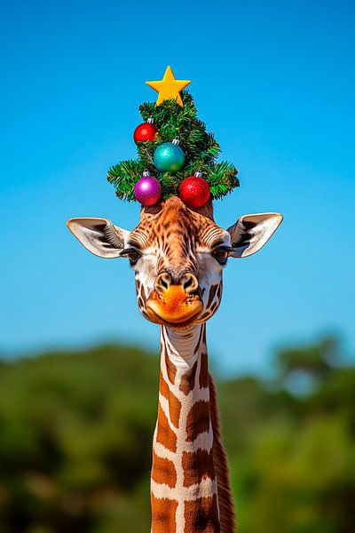 Christmas giraffe by Poster Art Shop