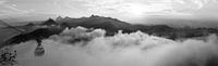 Rio in the clouds (black and white)