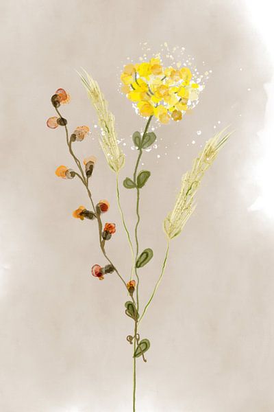 illustration of a beautiful field bouquet by Debbie van Eck
