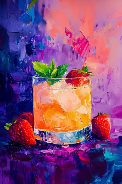 'Happy Hour' Cocktail in Blau, Lila und Orange von Studio Ypie