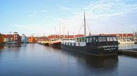 Hafen im Reitdiep mit Eis bedeckt