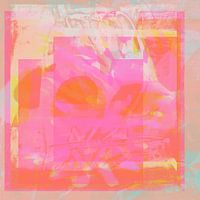 Abstrakte organische Formen in Pastell- und Neonfarben. Orange und Rosa.