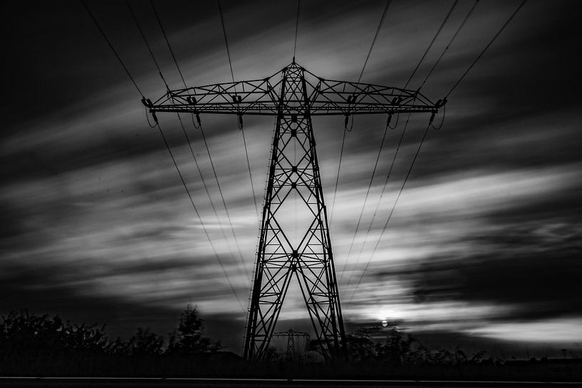Strommast Air schwarz und weiß von Frank Slaghuis