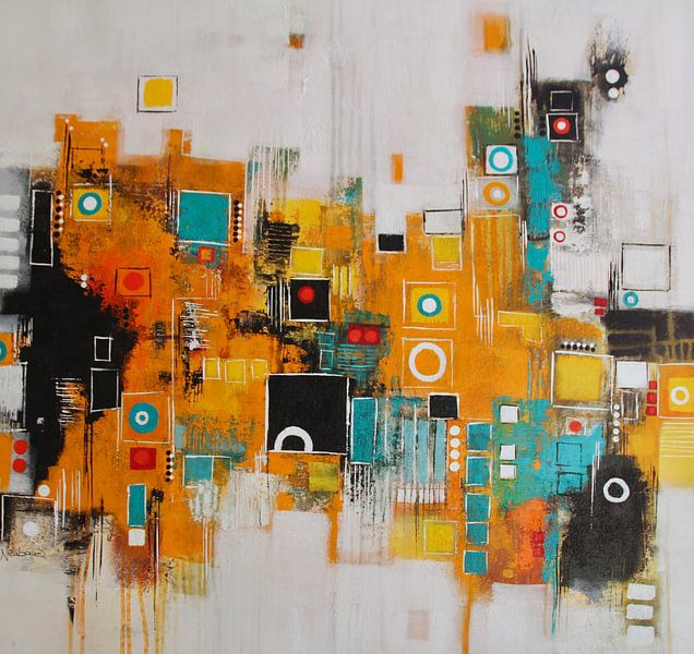 Farbkomposition aus Linien und Flächen Nr. 4 von Claudia Neubauer