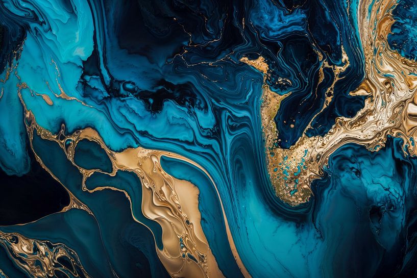 Marmor gold blau schwarz 2 von Digitale Schilderijen