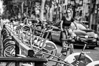 Fietsen Barcelona zwart/wit, bikes black & white