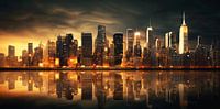 Abstrakte Skyline von Manhattan im Abendlicht