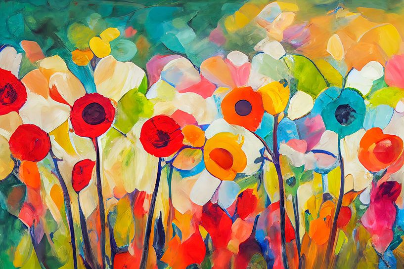 Abstract bloemenveld van Bert Nijholt