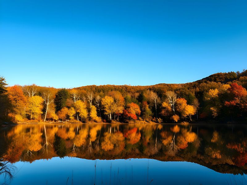 Autumn idyll by the glistening lake by ButterflyPix