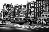 Damrak Amsterdam noir et blanc 80s