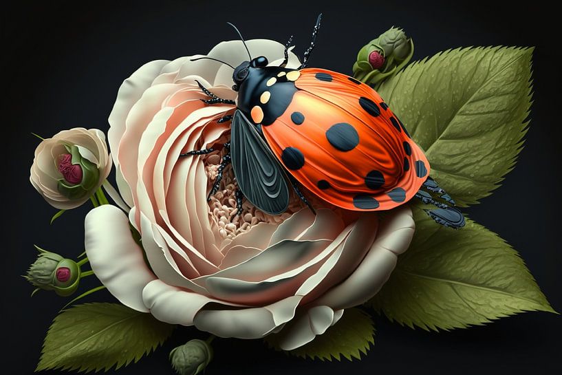 Coccinelle sur rose par CatsArt