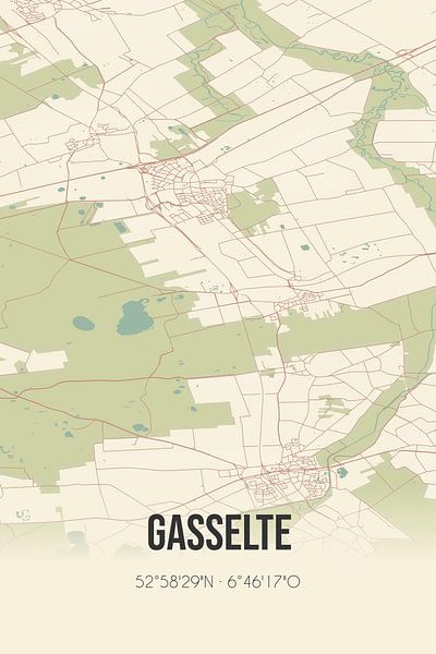 Vintage map of Gasselte (Drenthe) by Prints of Place