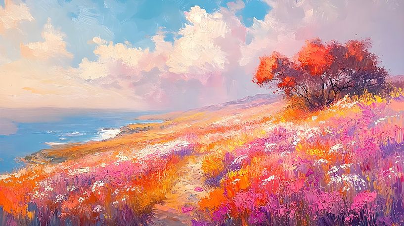 Paysage floral ensoleillé en été par Jan Bechtum