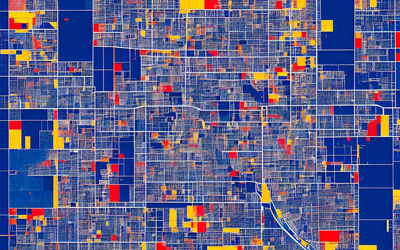 City map Mondrian style by Niek Traas