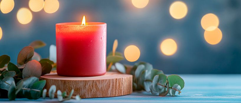 Rode kaars met warme lichtsfeer van Poster Art Shop