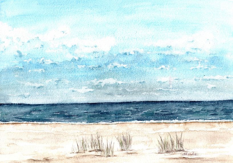Beach, sea, waves and clouds by Sandra Steinke