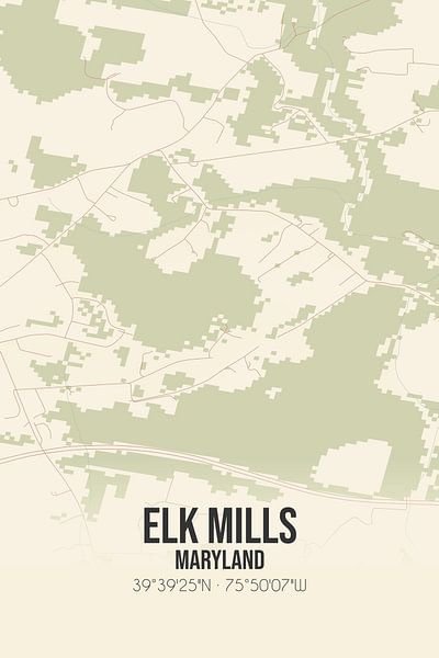 Alte Karte von Elk Mills (Maryland), USA. von Ortsdrucke
