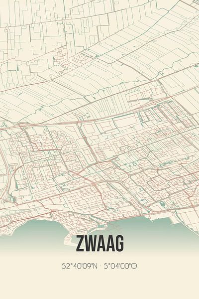 Vieille carte de Zwaag (Noord-Holland) par Affiches de lieux